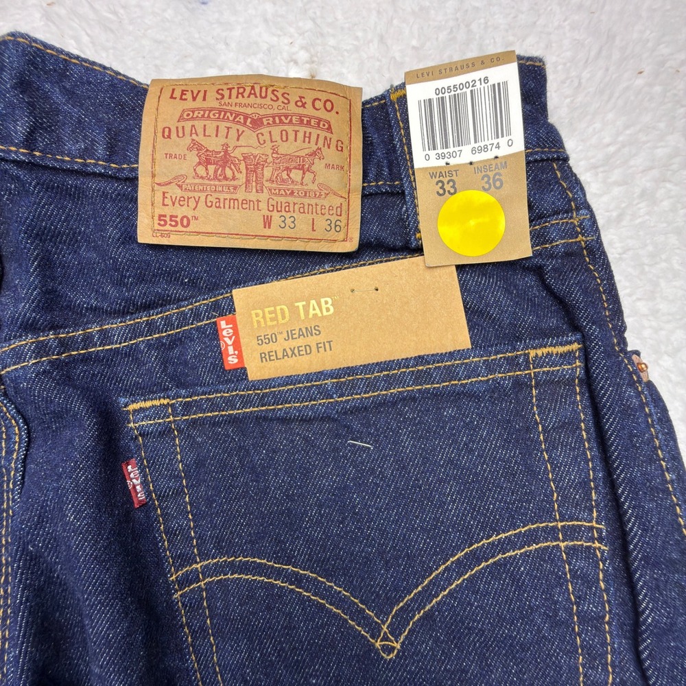 Vintage Levis 550 Relaxed Fit Denim Blue Jeans Mens 33x36 NWT NOS